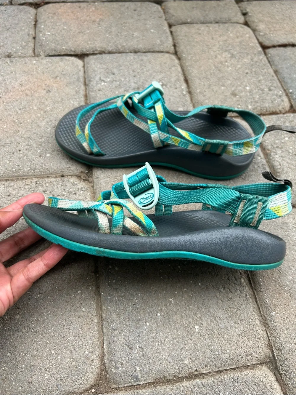 Chaco Kids ZX/1 EcoTread Sandals in a teal - Size: 4 youth